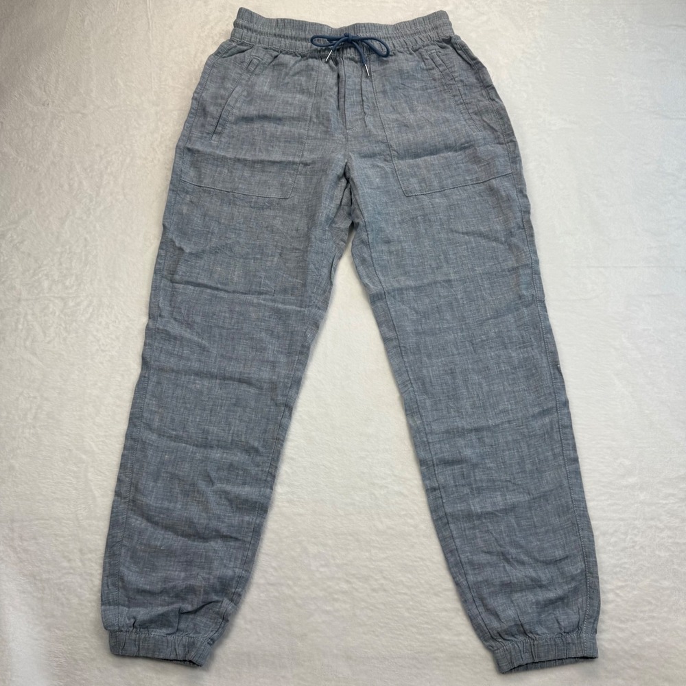 Athleta Linen Blend Jogger Pants Lightweight Drawstring Waist Blue Size‎ 2